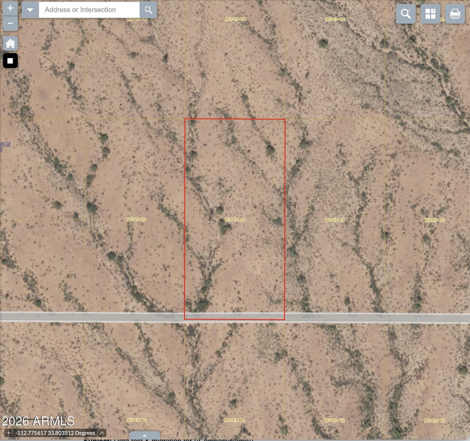 The Whispering Ranch lot in Wittmann: open desert with mountains in the distance